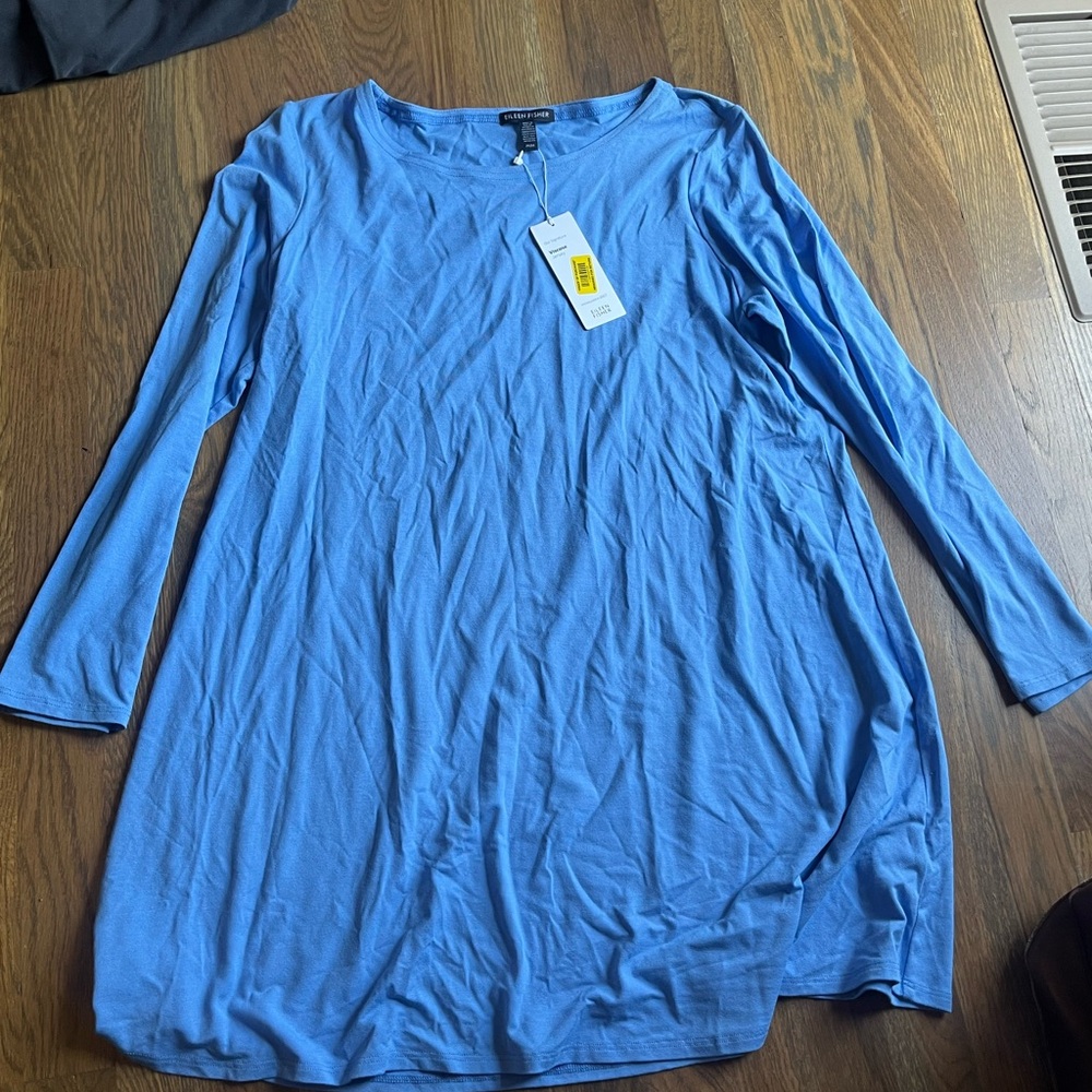 NWT Eileen Fisher Blue Viscose Jersey Women's Top Medium